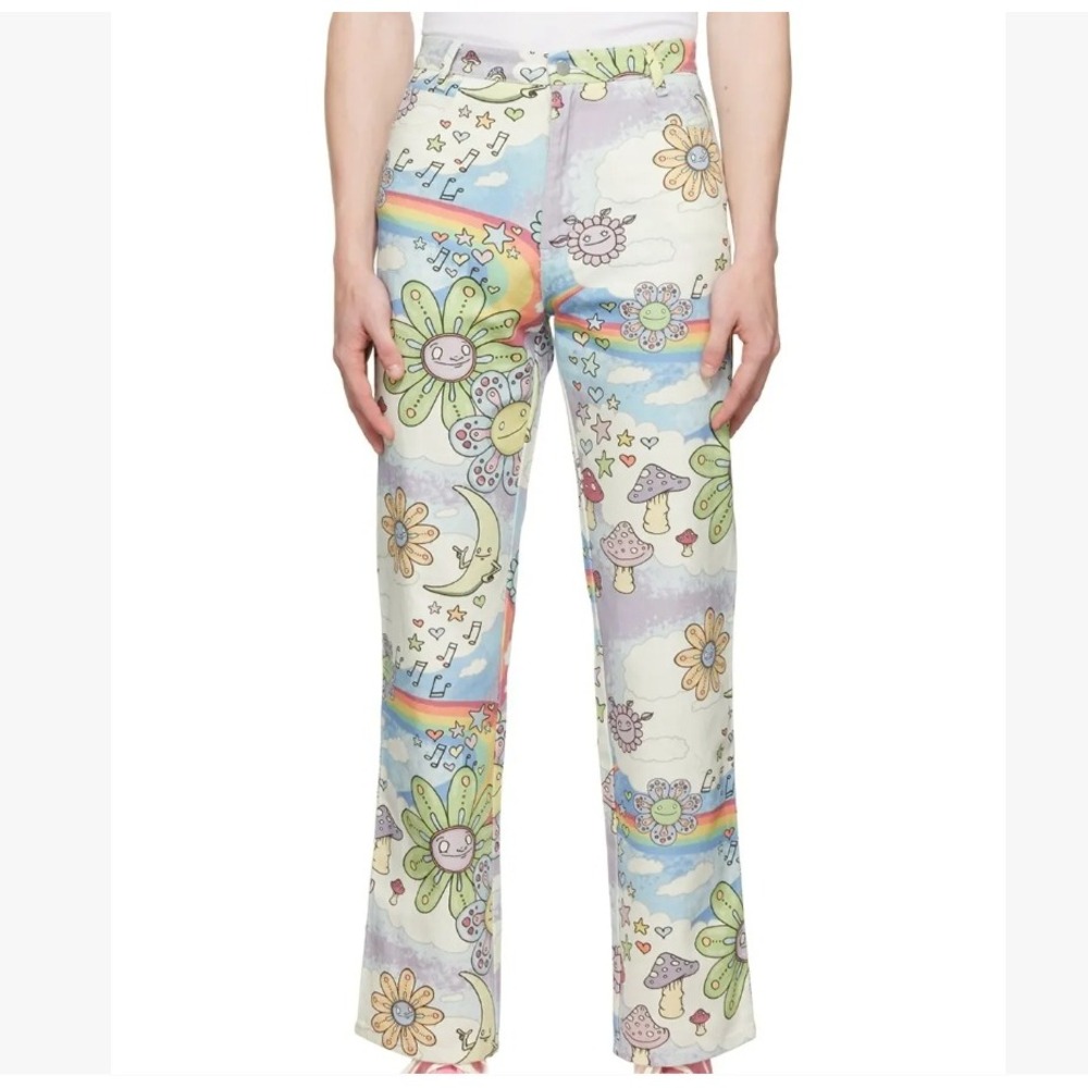 Double Rainbouu RARE Rainbouu World Jeans Struthless Collab Multi-Color Medium